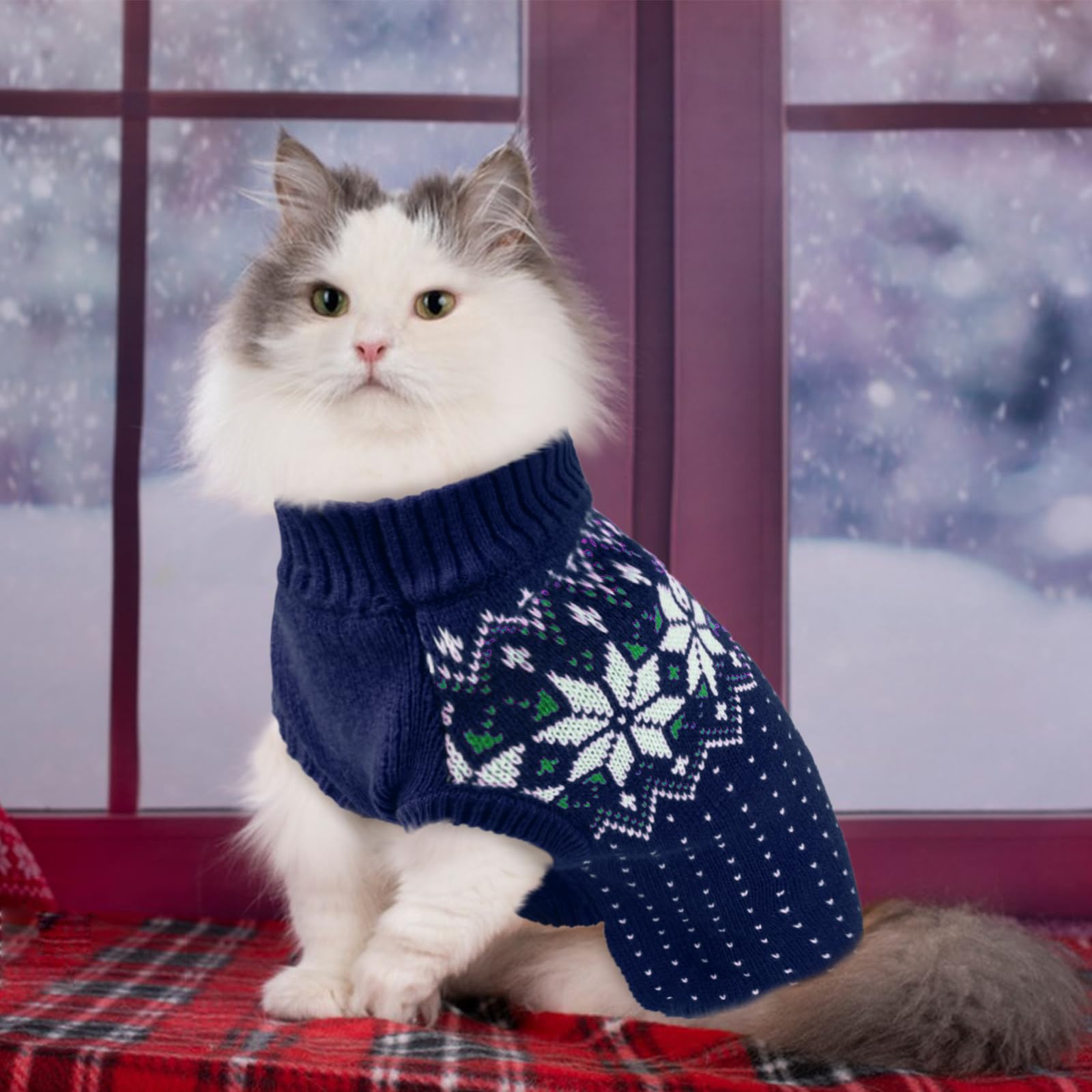 Maglione caldo per cani e gatti di piccola e media taglia, pullover invernale per animali domestici (M, blu)