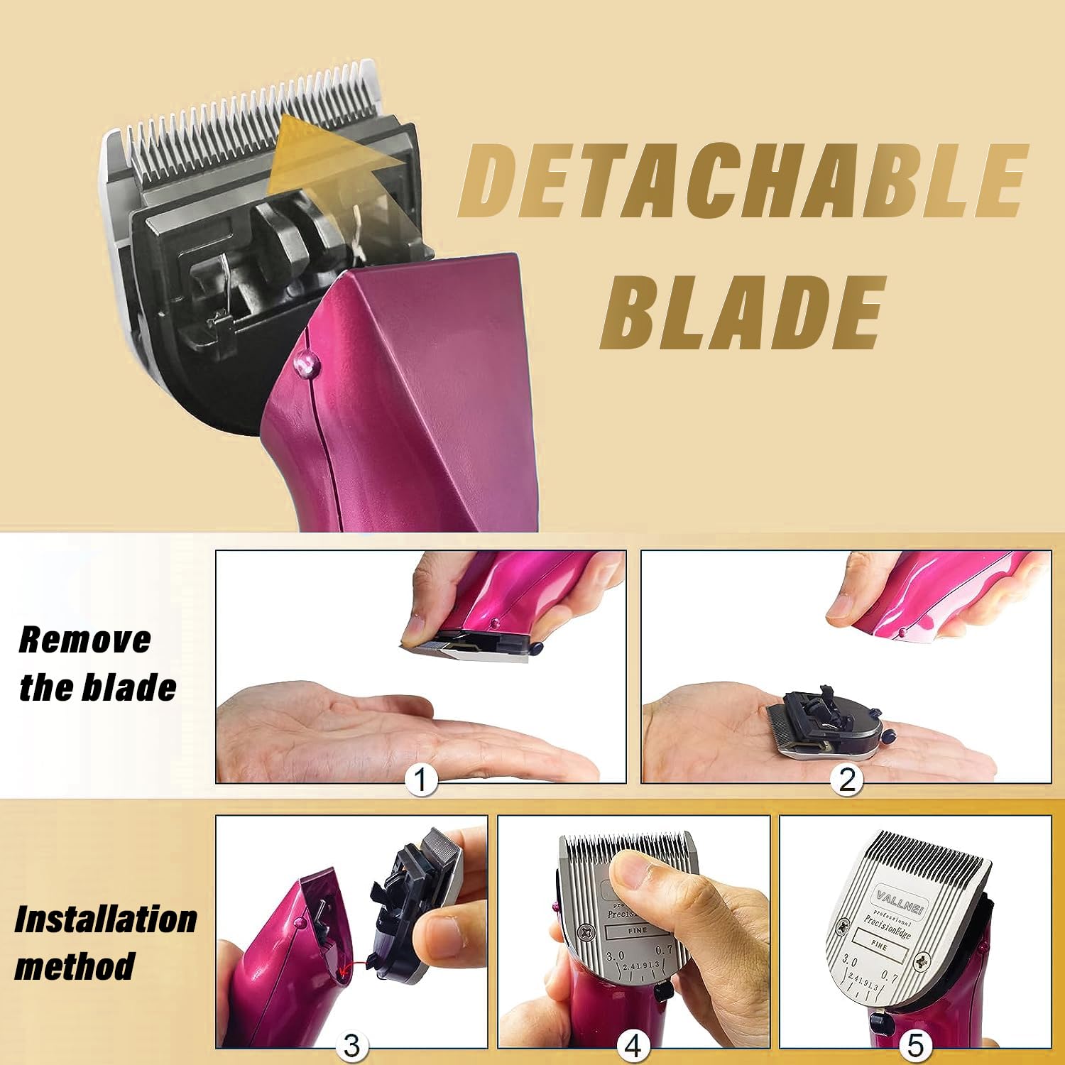 Cuchillas de repuesto compatibles con WAHL Professional Animal 5 en 1, cuchillas profesionales Arcos, Bravura, Chromado, Creativa, Figura y Motion Pet, paquete de 3 (41884-7190)