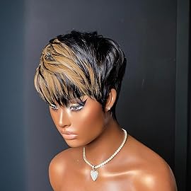 Yviann Pixie Cut Wig Human Hair Short Pixie Wigs for Black Women Human Hair Glueless Full Machine Made Wig Glueless Wear and Go Natural Color F1B30