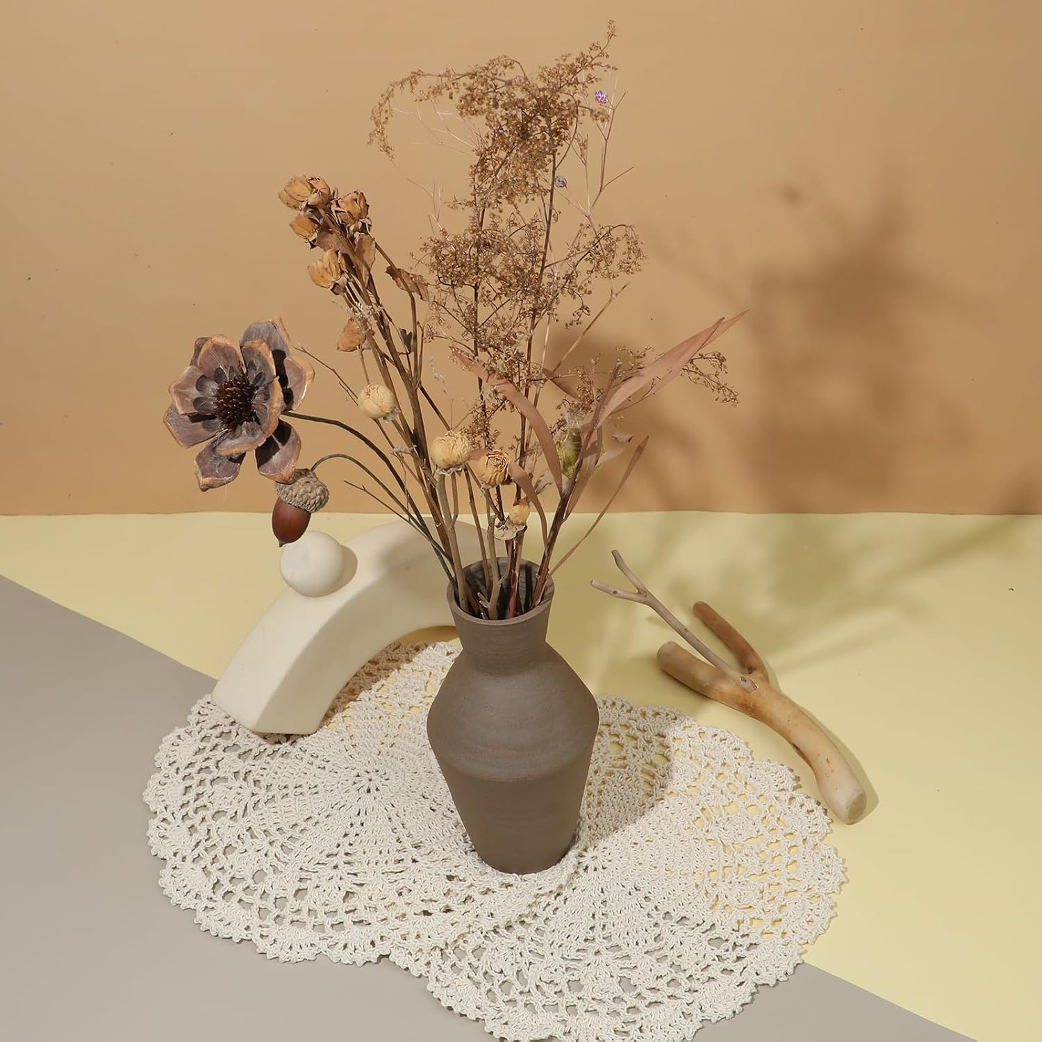 Crochet Doilies, 4 Pcs 10 Inch Beige Doilies for Tables