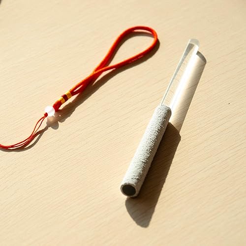 Vista 62 de TOPFUND Pirámide cantante de cristal de 8 pulgadas con funda de transporte de cuero artificial y delantero de gamuza de cuarzo Pirámide de canto