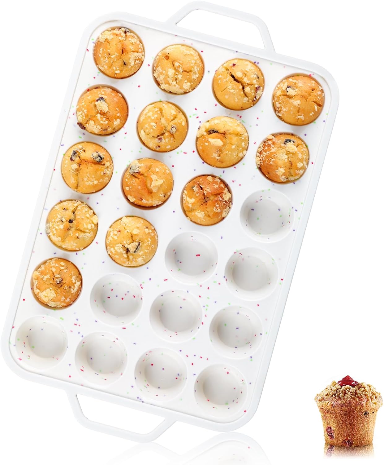 Vinino 2Pack Silicone Muffin Pan for Baking with Metal Reinforced Frame, 12 Cup Regular Size Cupcake Pan, BPA Free Silicone Muffin Tray, Cupcake Baking Pan Bite Molds for Oven Dishwasher Safe