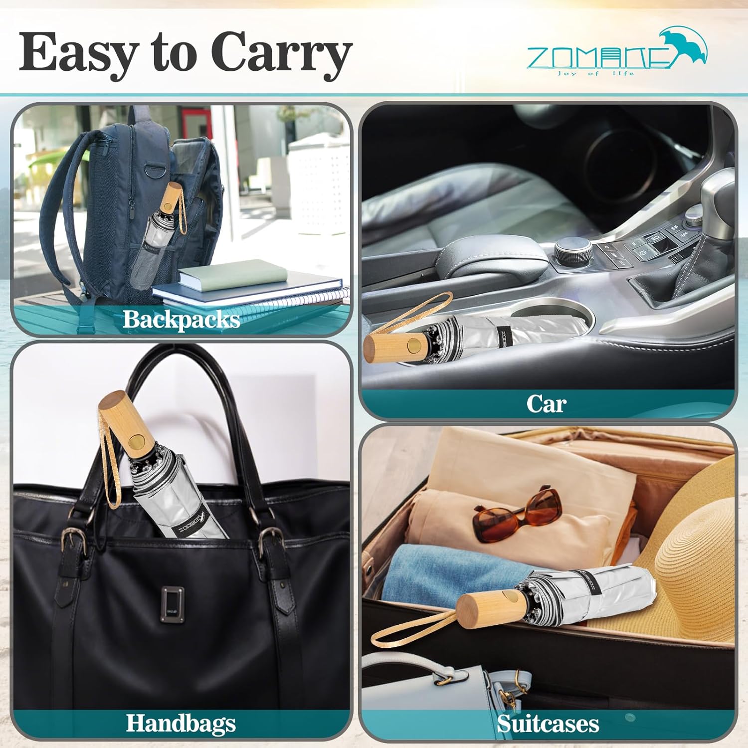 ZOMAKE UV Umbrella for Sun Protection UPF 50+,43 Inch Travel Compact Sun Umbrellas UV Blocking Small Auto Open Portable for Walking - Image 6