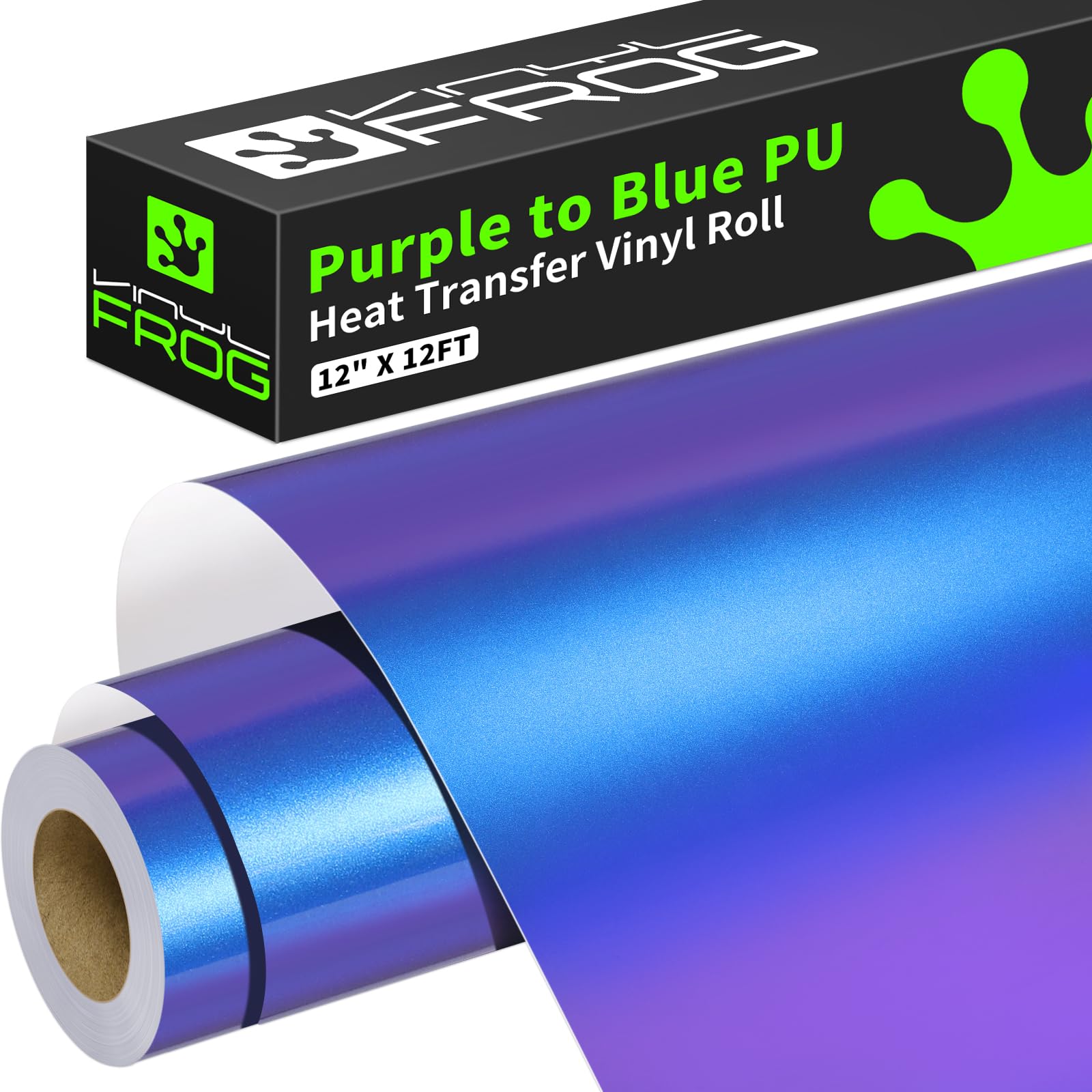 VINYL FROG Chameleon Heat Transfer Vinyl Roll HTV Vinyl - 12"x12ft Purple to Blue Gradient Iron on Vinyl for T-Shirts, Heat Press Vinyl for DIY Craft Designs (Purple to Blue), VF-HTV08-PTB-1X12FT — image 1