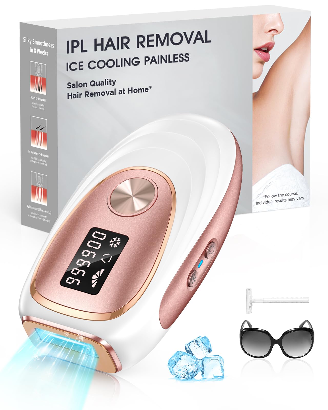 Haarlosy IPL Laser Hair Removal Device for Women and Men with Ice Cooling Painless Salon Quality Results at Home