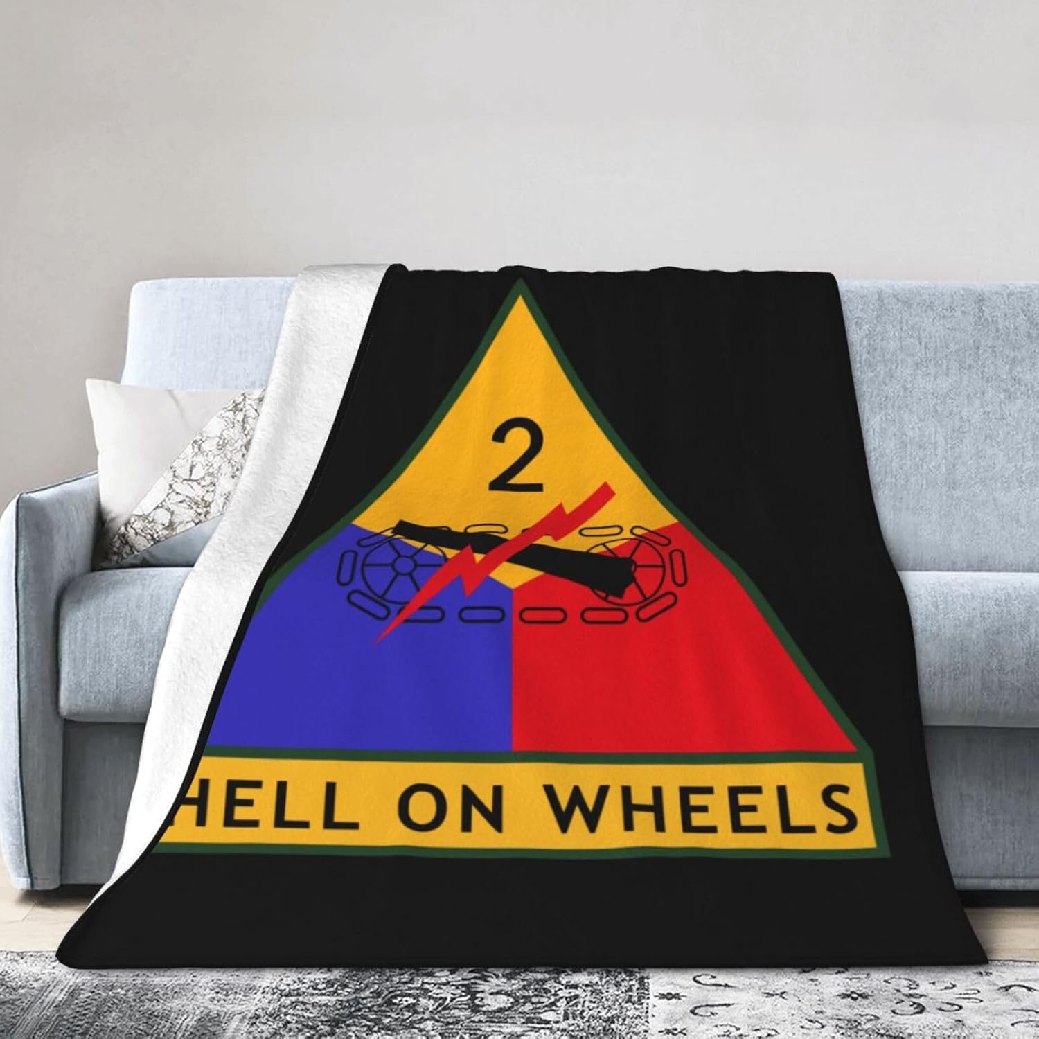 Us 2nd Armored Division Fleece Blanket Soft Micro for Bed 60"X50"