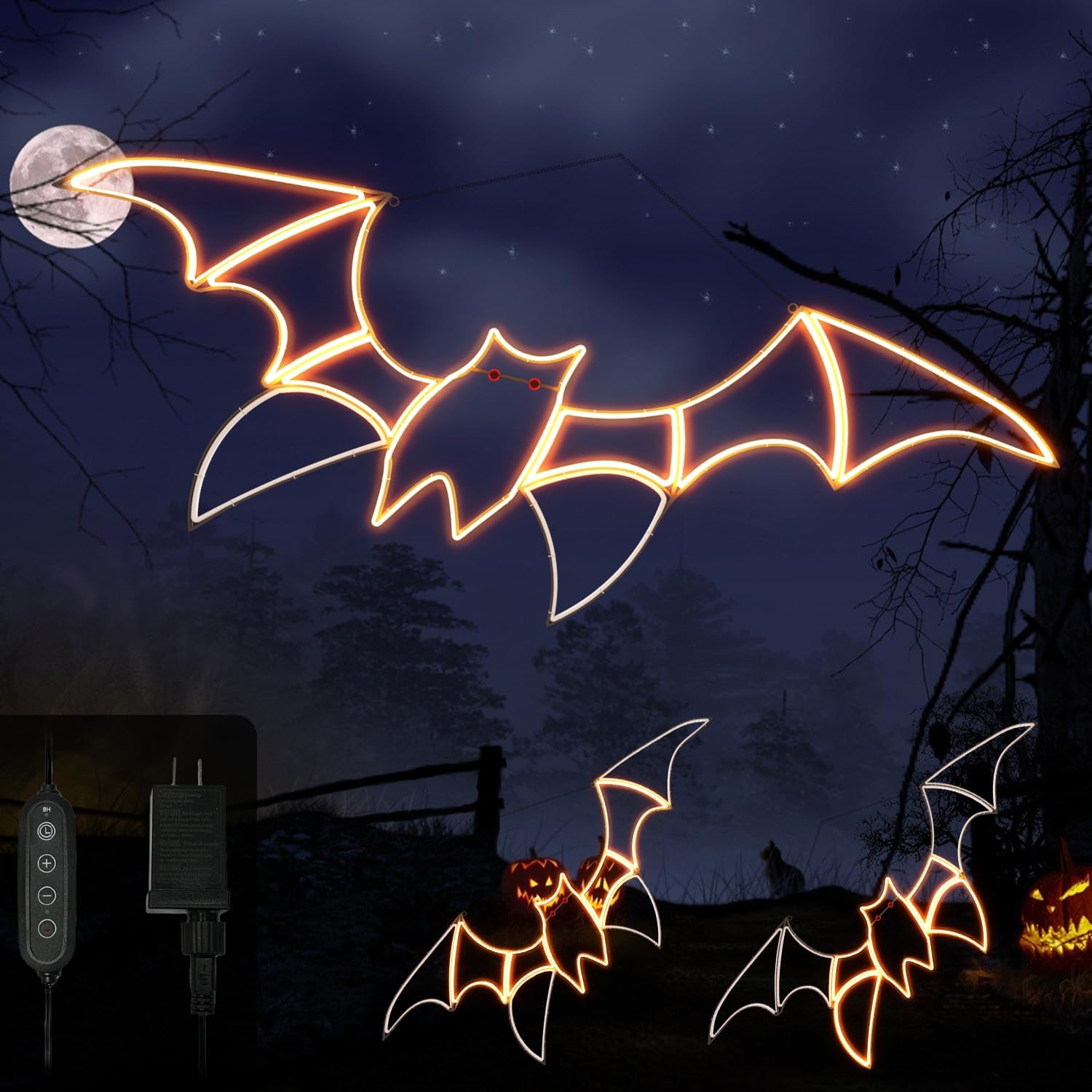 Bat Neon Sign for Wall Art Decor,Metal Frame Led Sign Animated Bat Swing Neon Light Up Sign for Signs for Wall Decor,Flying Bat Neon Light Up Signs for Bedroom,Folding and Easy to Store