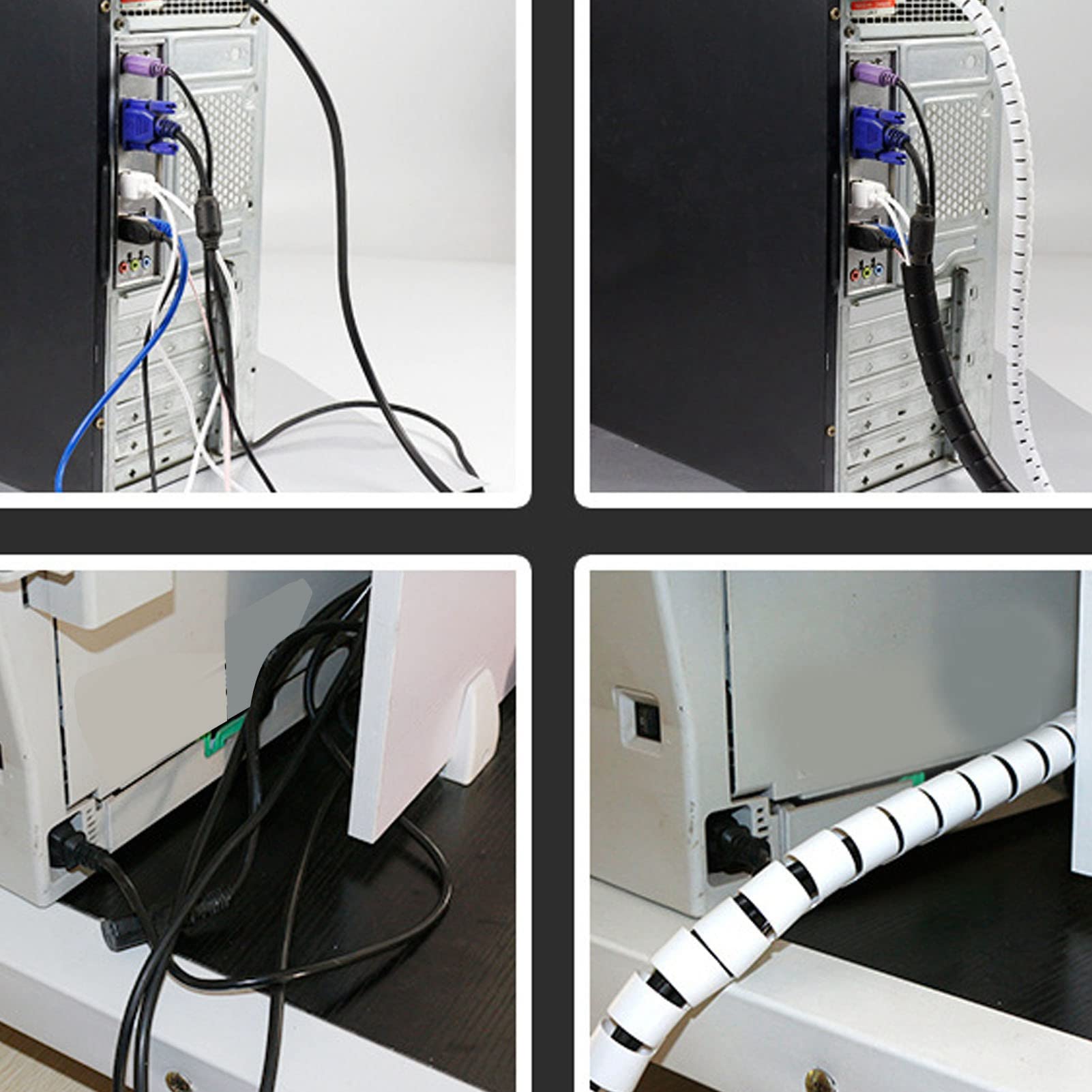 Fascicolatore Protettivo per Cavo Flessibile, Organizzatore di Fili a Spirale Fascicolatore Protettivo per Cavo Flessibile Avvolgimento Cavo Elettrico Manicotto per Tubo in PE