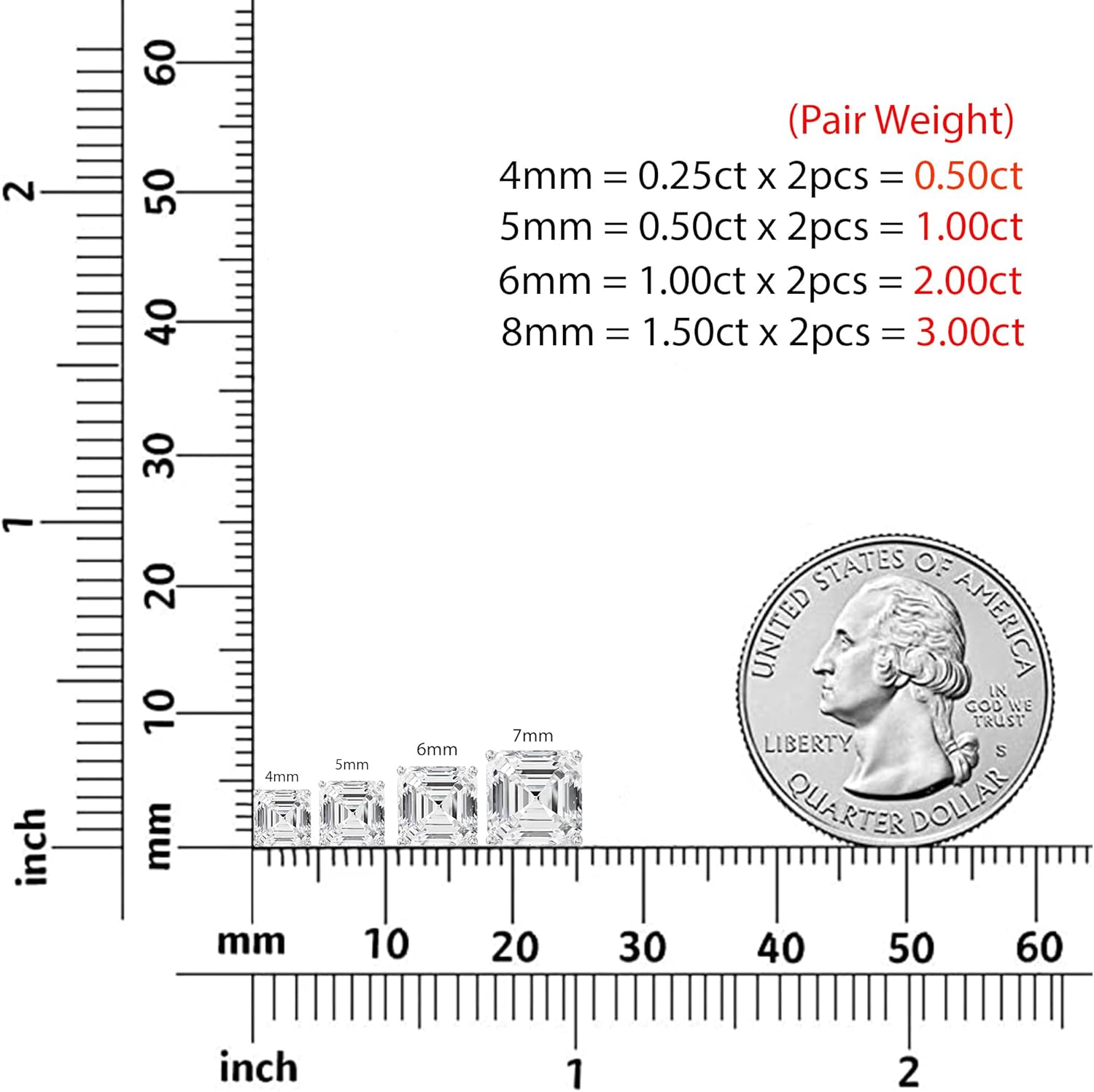 Moissanite Stud Earrings, 0.5ct-3ct D Color VVS1 Clarity Moissanite 14K White Gold Plated Sterling Silver Imitation Diamond Push Back Earrings For Women - Image 4