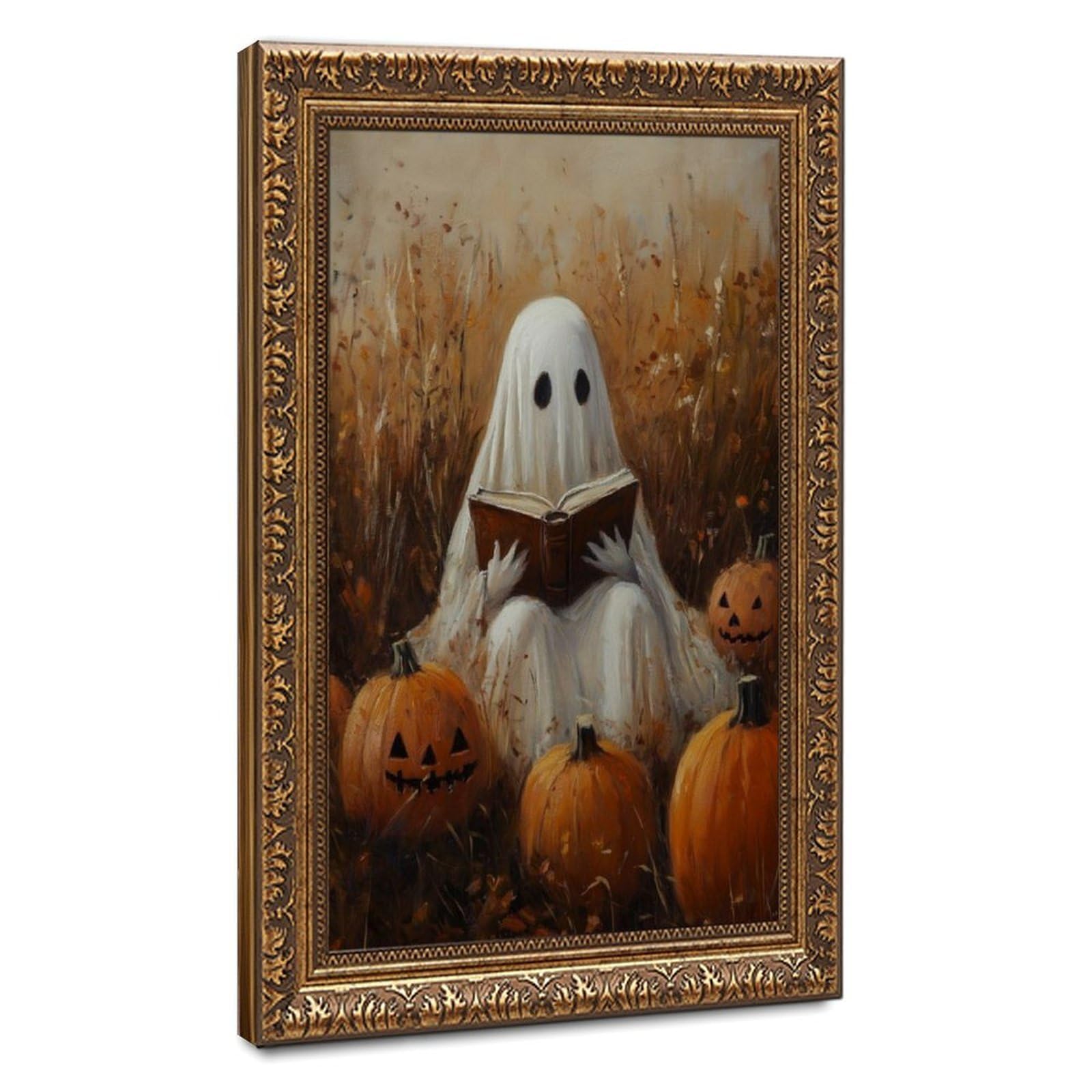 Bareronor Bronze Ghost Reading Poster Canvas Poster Bedroom Decor Landscape Office Room Decor Gift 24" L X 36" W