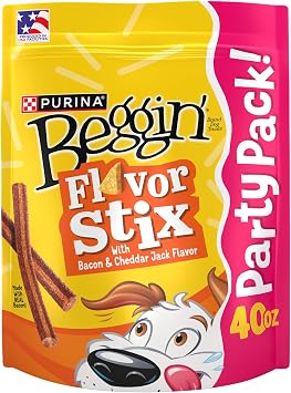 Beggin Flavor Stix Treats for Dogs with Bacon and Cheddar Jack Flavor - 40 oz. Pouch