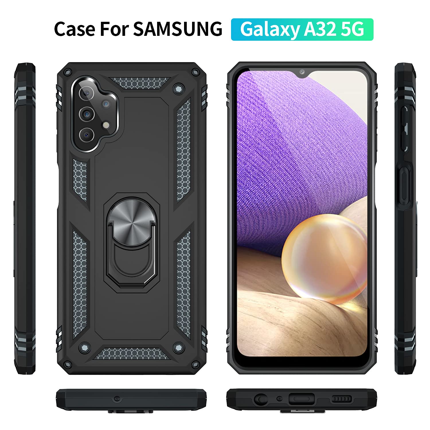 Amazon Com Sktgslamy Samsung A32 5g Case Galaxy A32 5g Case With Screen Protector Military Grade 16ft Drop Tested Cover With Magnetic Kickstand Car Mount Protective Case For Samsung Galaxy A32 5g Black Cell Phones