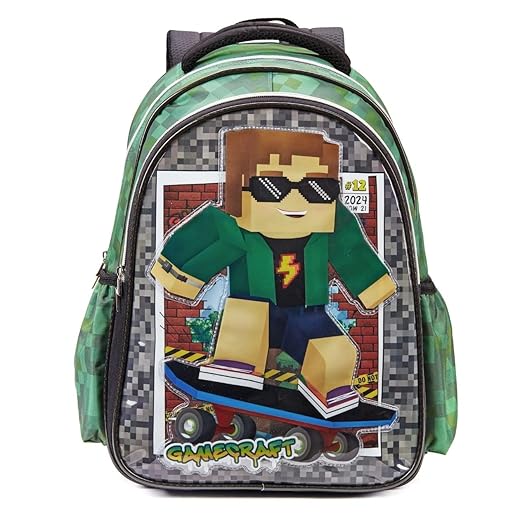 Mochila Escolar de Costas, Voltas as Aulas, Espaçosa, Reforçada - Gamecraft (Skateboy)