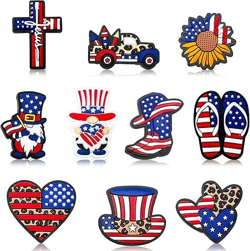 Miniatura 1 de 10 cuentas focales para bolígrafos del 4 de julio, cuentas focales de silicona para el Día de la Independencia, cuentas de enfoque coloridas y