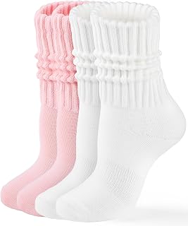 HONGTEYA Slouchy Crew Socks For Women,Scrunch Cotton Cozy Workout Socks
