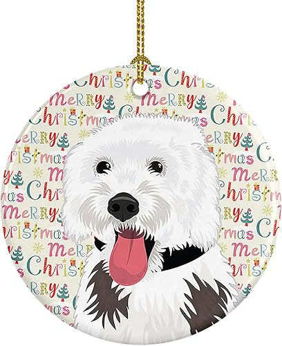 Miniatura 148 de Caroline's Treasures Adorno navideño de husky siberiano en blanco y negro #2 de cerámica para árbol de Navidad, decoración colgante para el hogar,