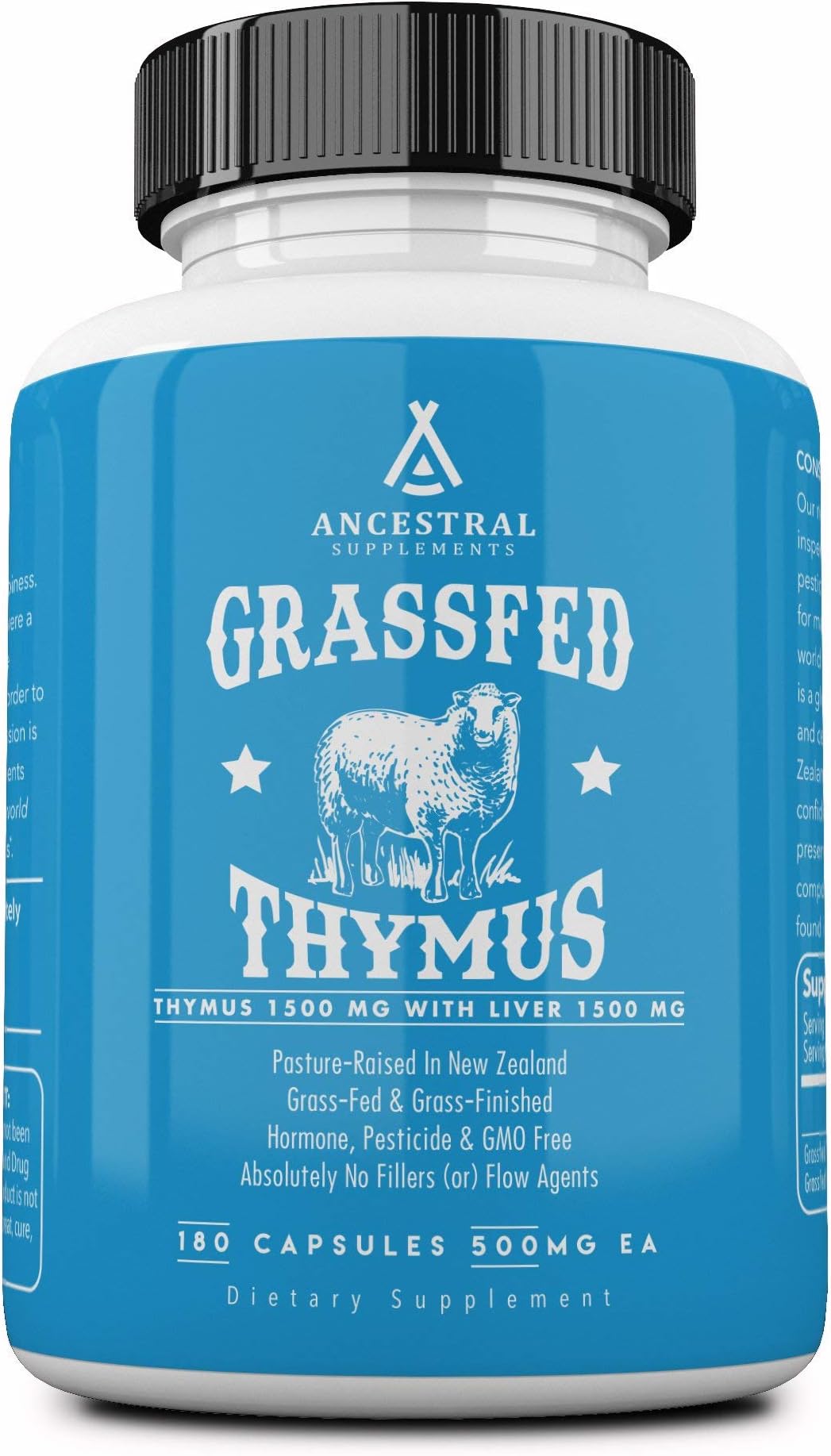 Ancestral Supplements Grass Fed Thymus Extract (Glandular) — Supports Immune, Histamine, Allergy Health (180 Capsules)