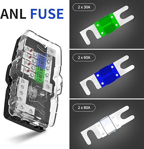 Miniatura 16 de Bloque de distribución de energía de 12 V, divisor de amplificador de audio para automóvil, calibre 0/2/4, calibre 4/6/8, bloque de distribución