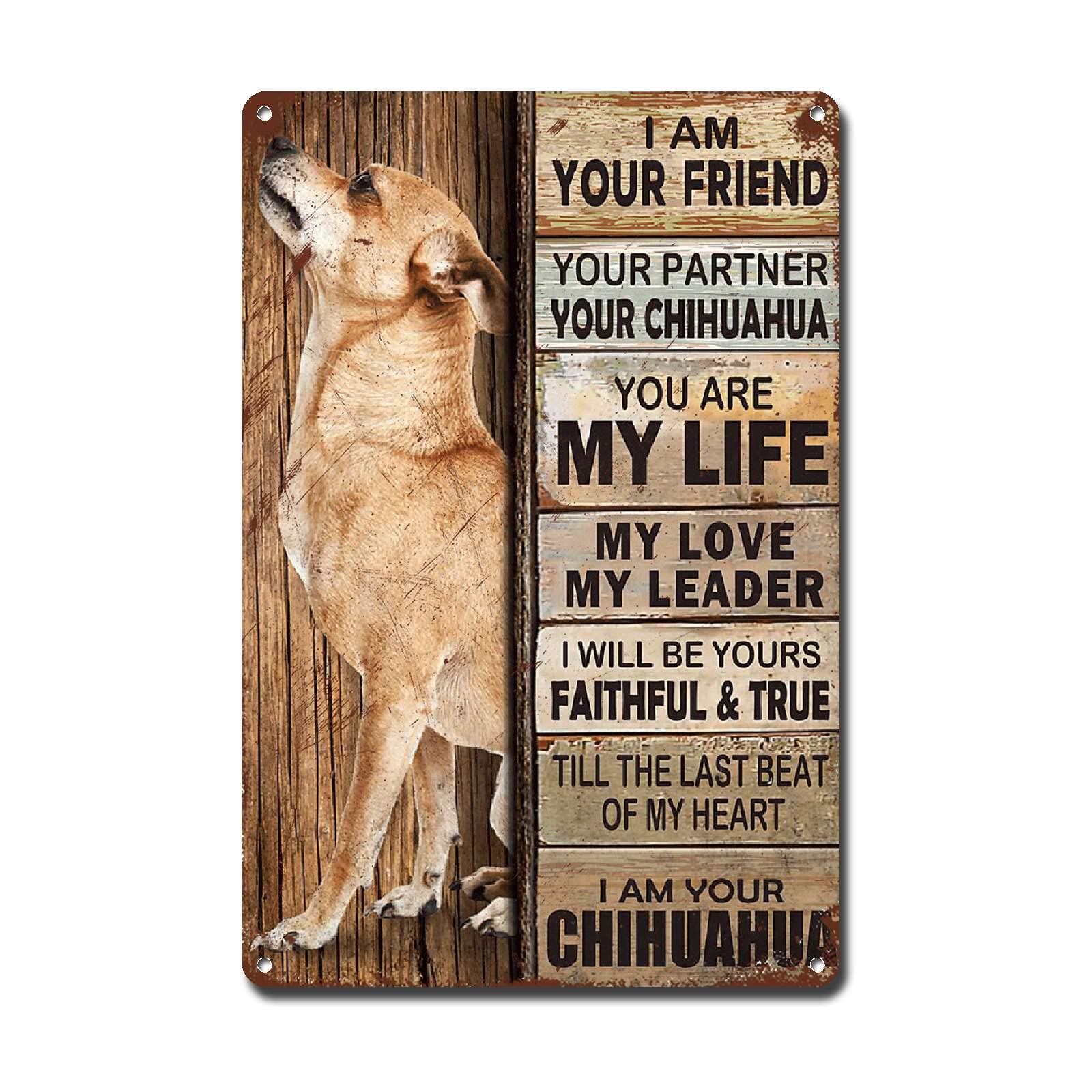 Lygond Targa Metallica Vintage ‘I Am Your Friend’ Con Chihuahua – Cartello In Alluminio 30x40 Cm Per Interni/Esterno, Arredo Originale