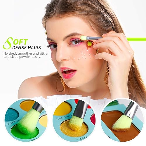 Miniatura 4 de docolor Paleta de sombras de ojos tropicales de 34 colores + juego de 15 brochas de maquillaje de ojos + 14 pinceles de maquillaje tropicales