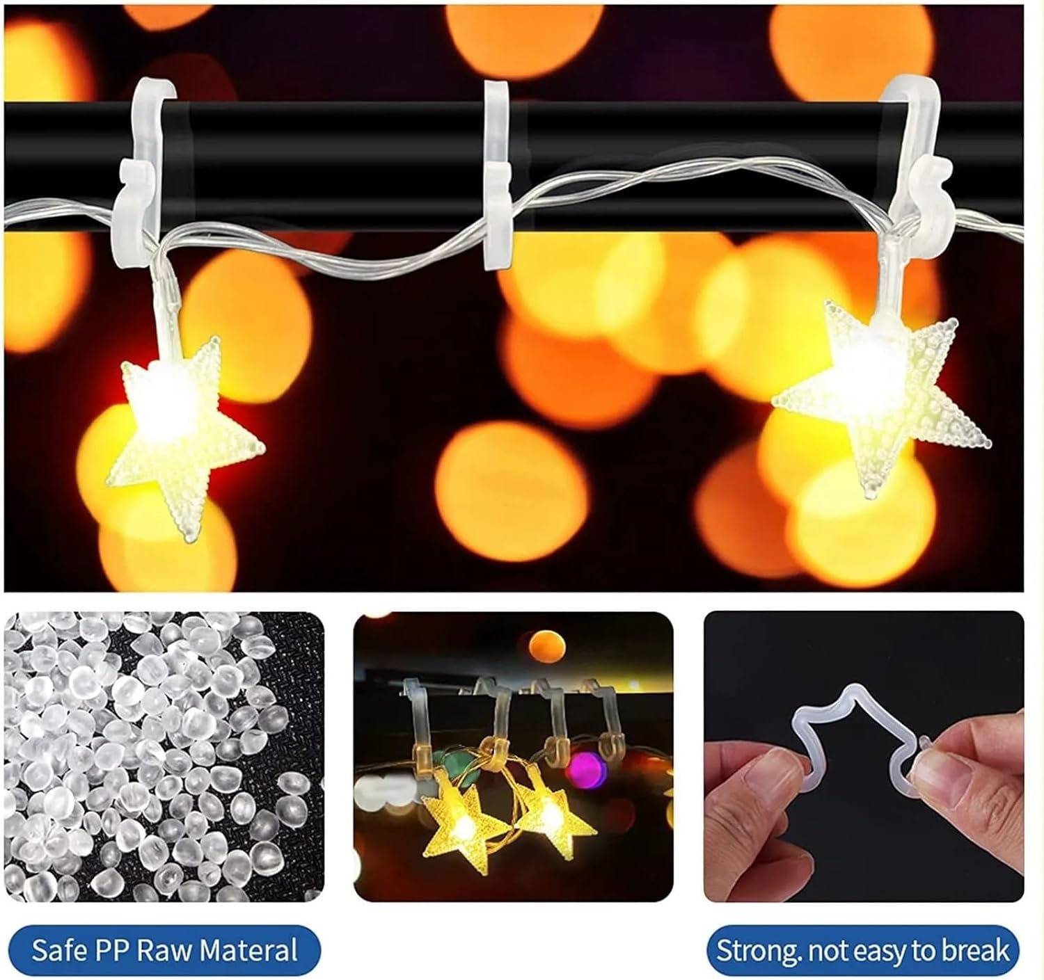 Gutter Light Hooks 100-500pcs Christmas Light Clips Outdoor, Holiday Light Clips, for Outside String Lights Hanging Roof(200pcs)