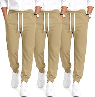 Oakgarden 3 Pack Boys' Uniform Drawstring Pocket Jogger Pants