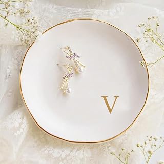 Ceramic Plates With Letter V, Milky White Kitchen Plates,Kitchen Dinnerware & Accessories For Wedding Gifts Souvenirs Housewarming Gifts Birthday Gift