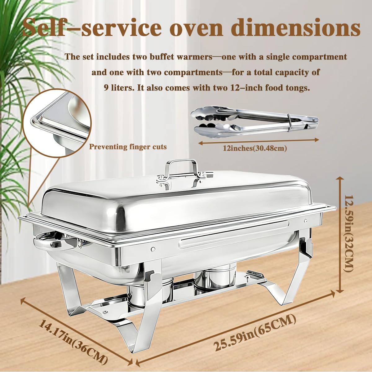 2pcs 9 Liter-Chafing Dish Buffet Set,Edelstahl BuffetwäRmer Set,Rechteckiger SpeisenwäRmer Mit Zange,Geeignet FüR Partys,Catering Services,Hochzeiten,Picknicks Und Andere Veranstaltungen.