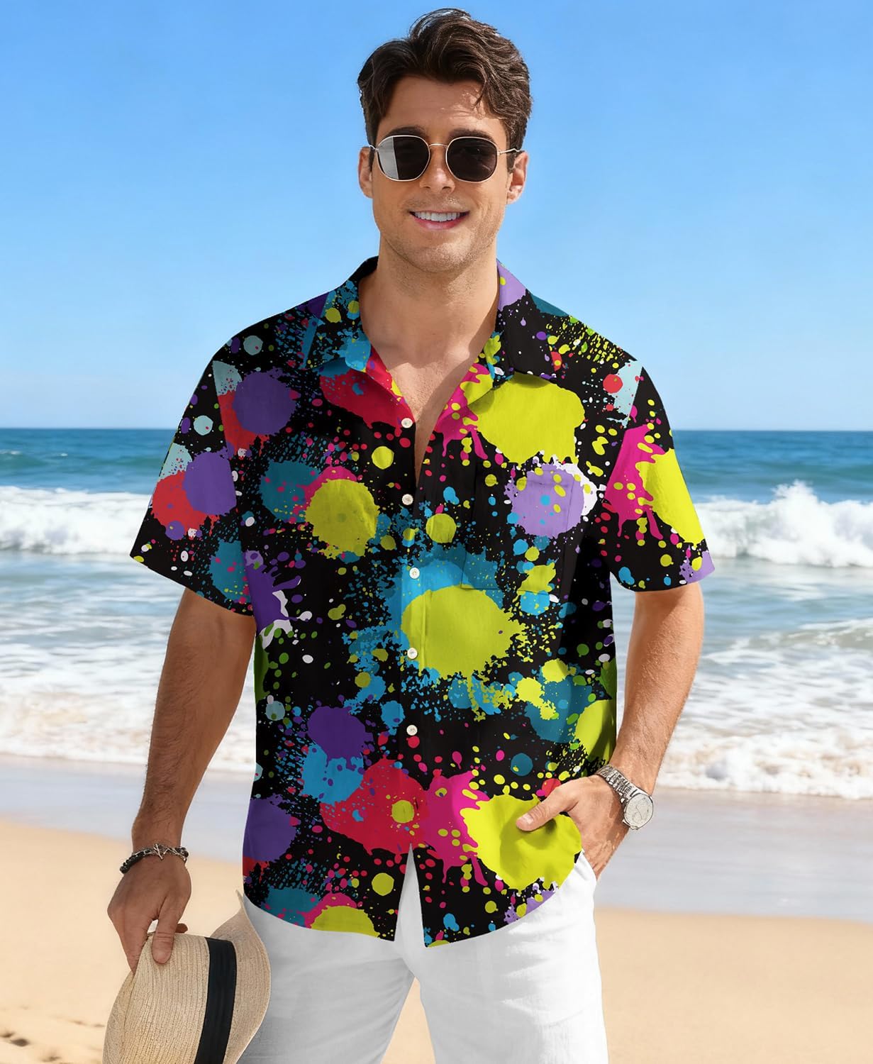 KYKU Men's Hawaiian Shirt Short Sleeve Tropical Button Down Casual Summer Beach Vacation Shirts - Image 2