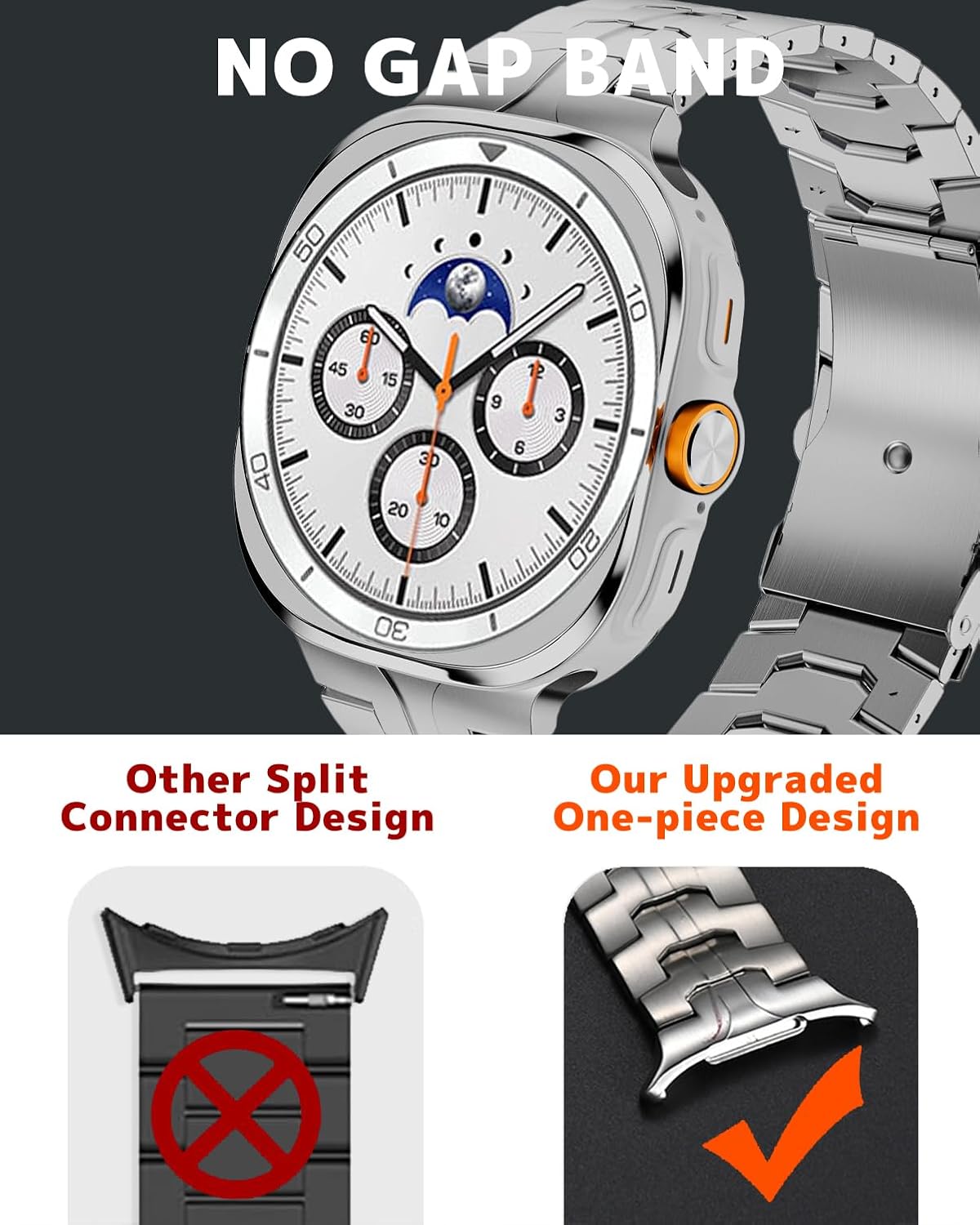NINKI Metal Bands for Samsung Galaxy Watch 9 8 40mm 44mm Classic 46mm, No Gap Business Large Adjustable Stainless Steel Rugged Strap for Galaxy 9 Watch Wristbands for Samsung Watch 8 9 44mm 40mm Mens image 4