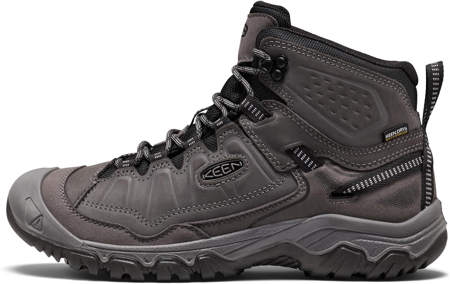 KEEN Men's Targhee 4 Mid Height Durable Comfortable Waterproof Hiking Boots, Magnet/Black, 13