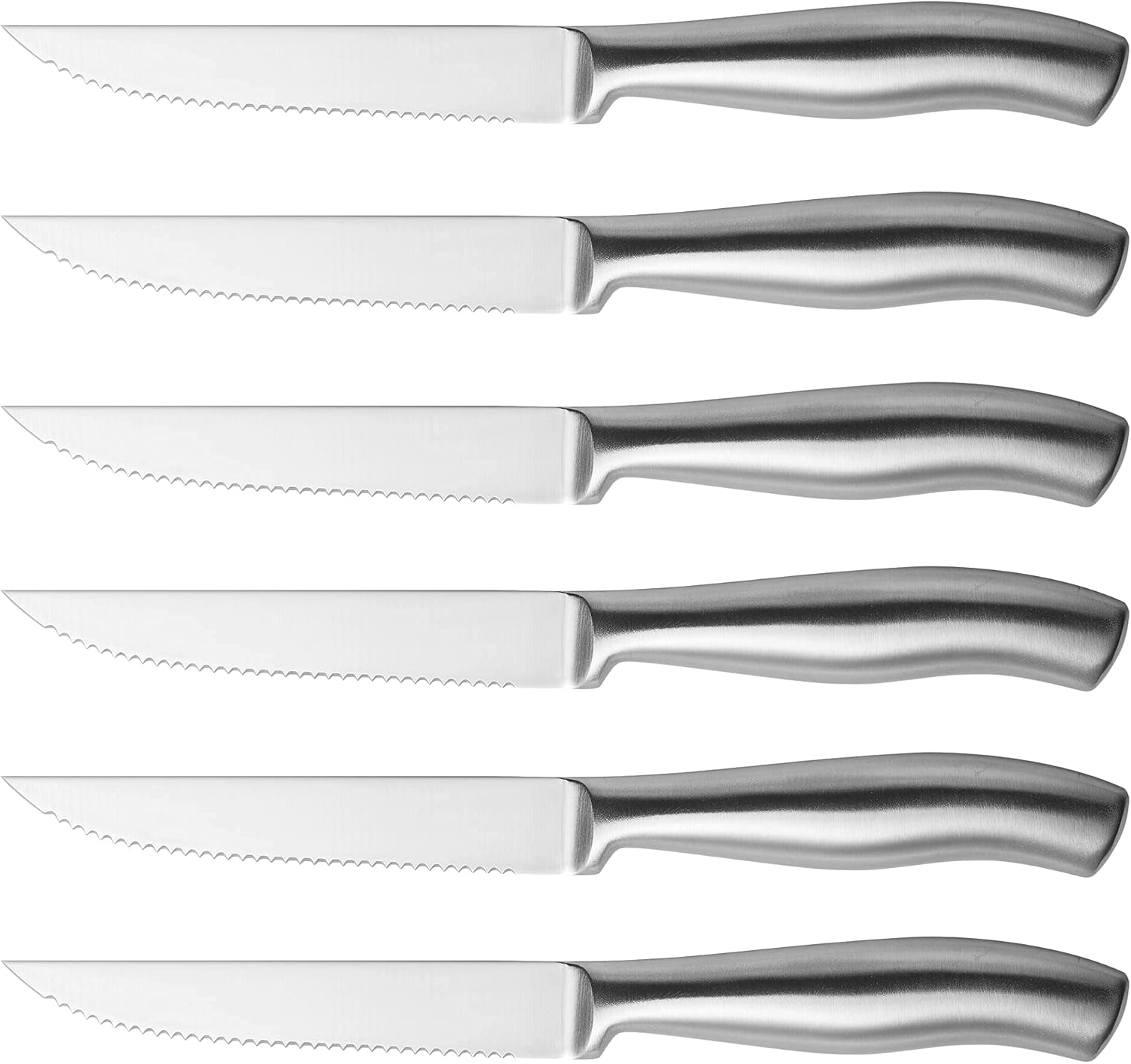 IsheTao Steak Knife Set, Dishwasher Safe Steak Knives, 6Piece Serrated Knife Set