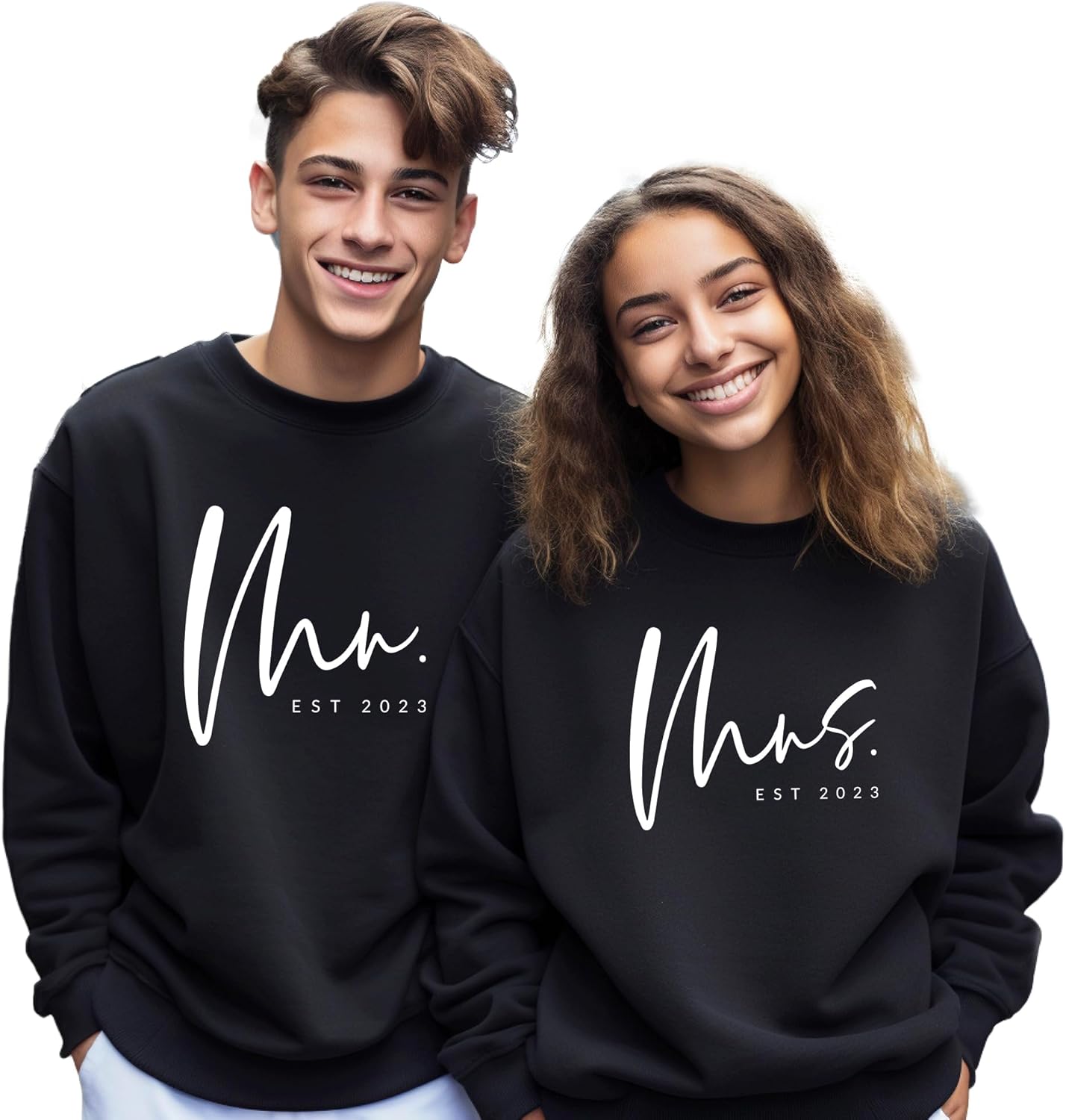 Mr and Mrs Sweatshirt - Custom est Future Mrs Mr Sweatshirt - New Mrs - Honeymoon Pajamas - Wedding Gift - Future Mrs. Gift White