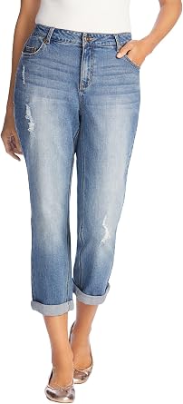 Woman Within Stretch Denim Five-Pocket Girlfriend Jeans | Womens Plus Size