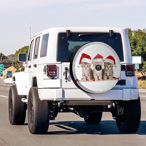Miniatura 2 de Foruidea Merry Christmas Cats - Funda para neumático de repuesto con agujero de cámara de respaldo, cubierta de neumático para remolque, RV, SUV y