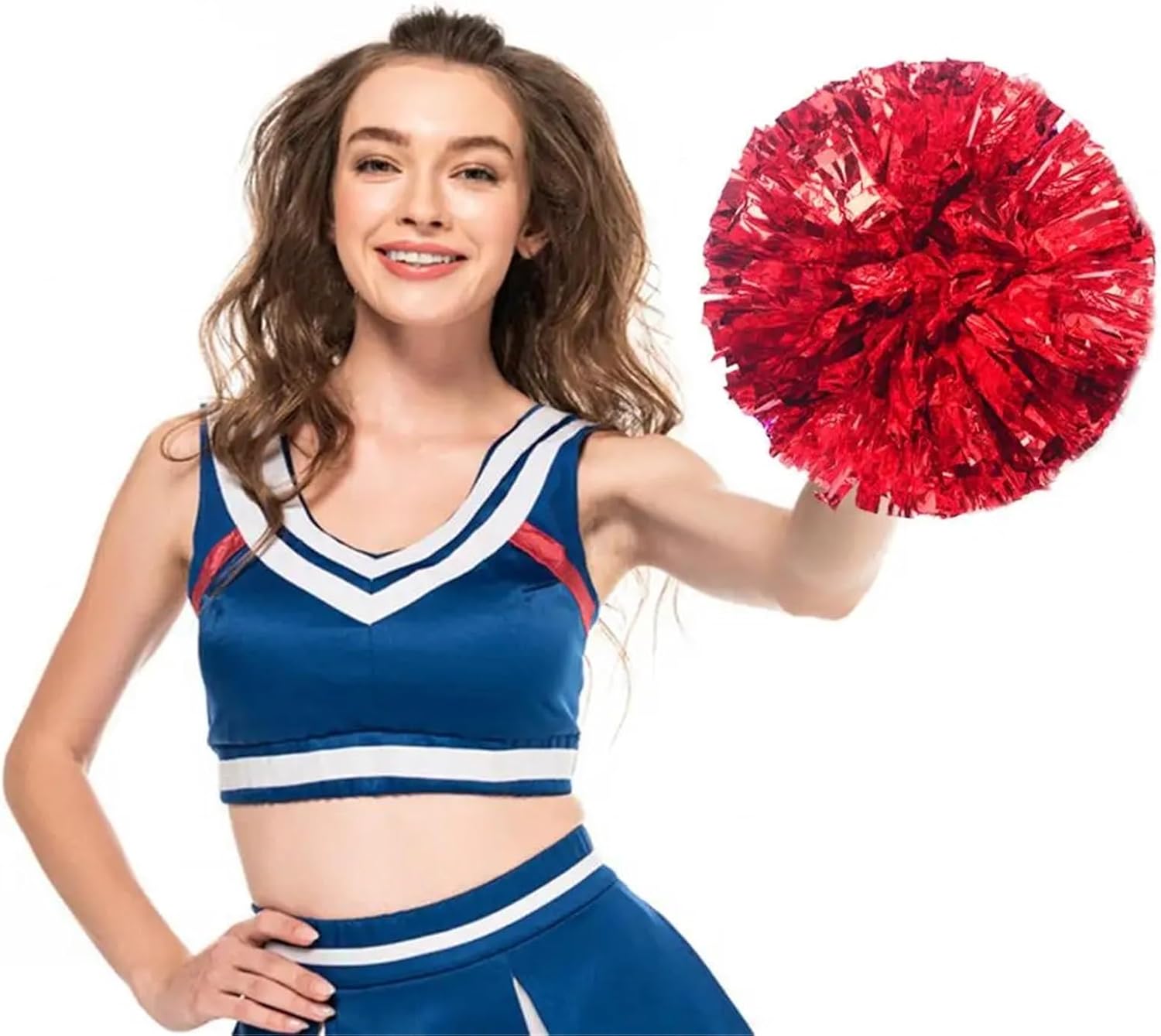 Dance Cheerleading Pompoms, Cheerleading Pom Poms Pack of 10 Multicolor with Finger Ring