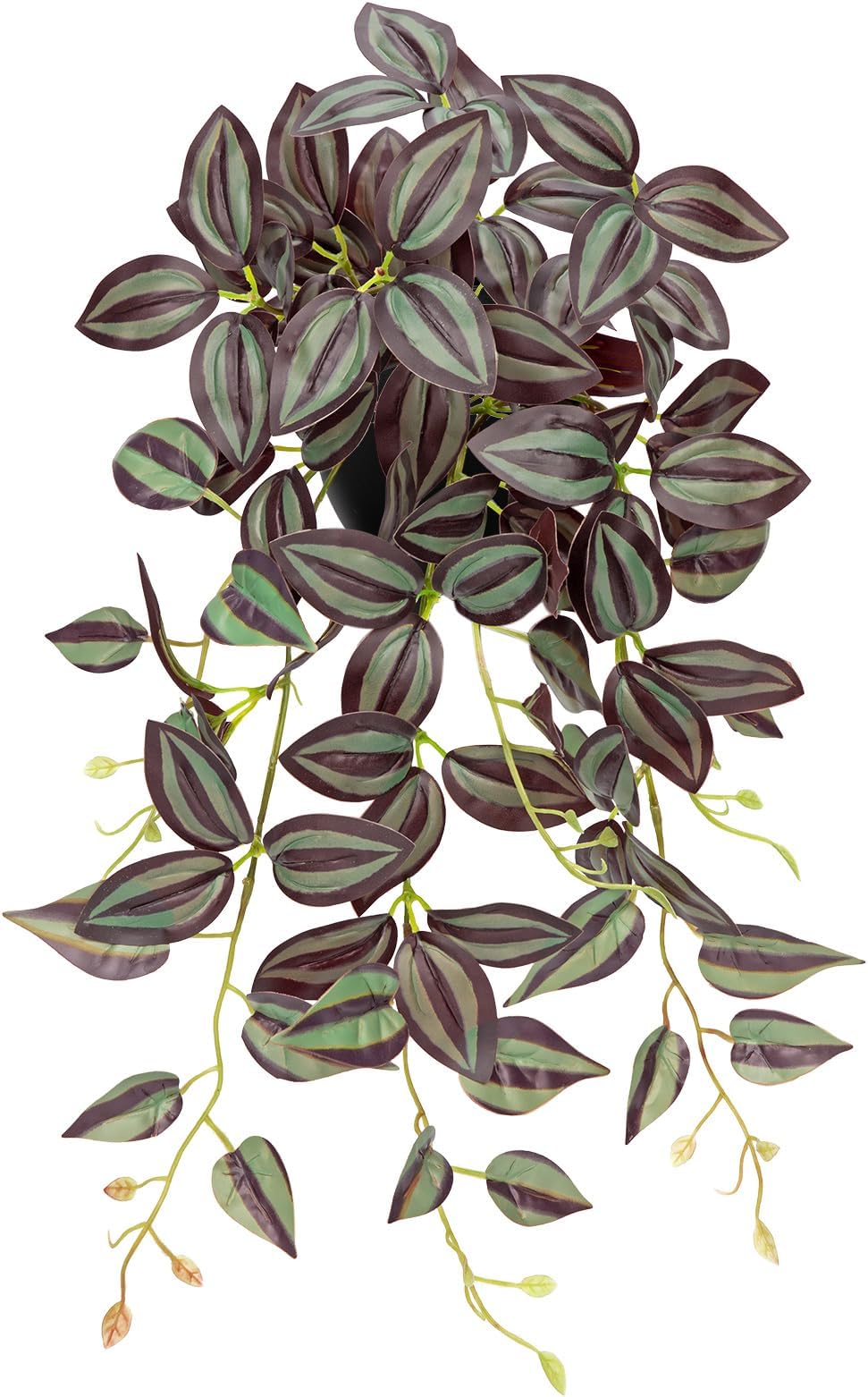 Oairse Artificial Plants with Black Pots Fake Trailing Plants Decorative Fake Potted Plants Faux Tradescantia Zebrina for Indoor Outdoor Home Office Bathroom Kitchen Table Shelves Decor