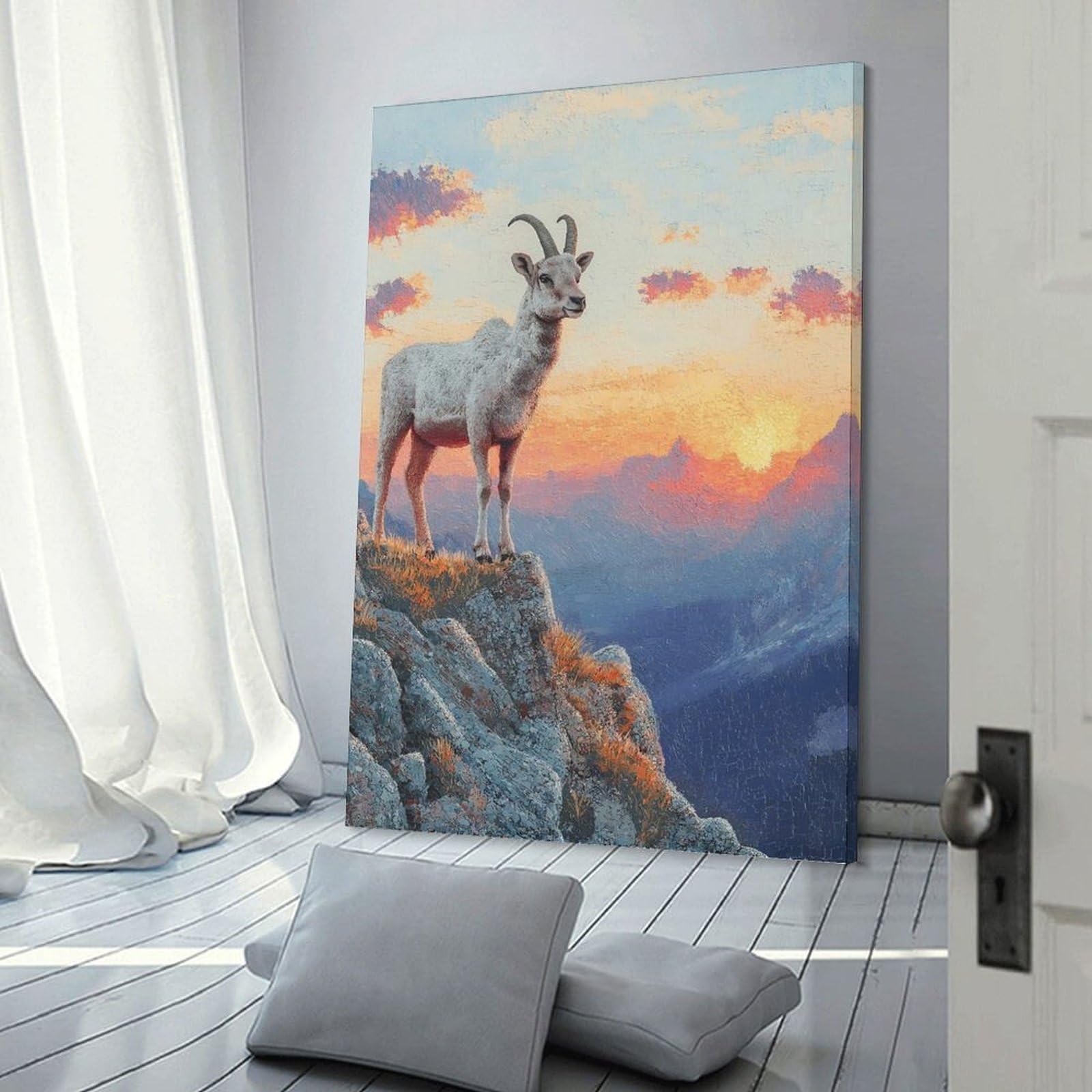 Junmoney Bighorn Sheep at Sunset Home Decor Wall Art, 20x30inch(50x75cm), for Lounge, Bedroom Or Personal Spaces, Gift Idea for Housewarming And Birthdays