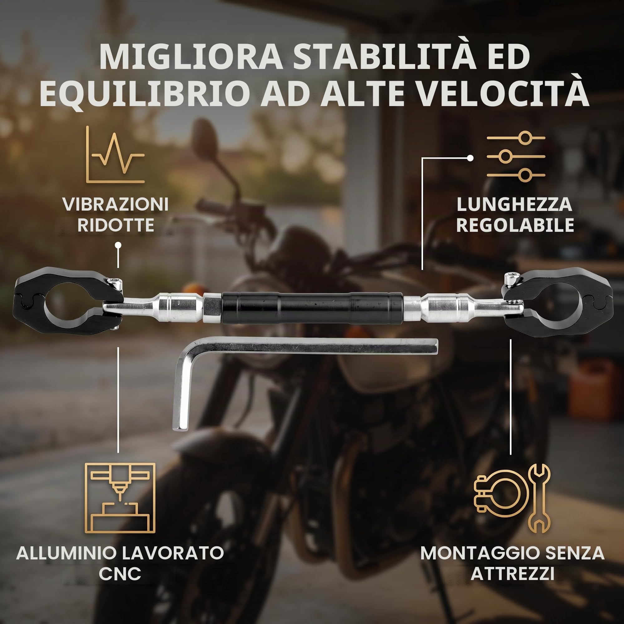 Barra del Manubrio Moto Regolabile, Stabilità Ad Alta Velocità Barra Trasversale in Alluminio per Guida Sportiva e Turismo Universale 7/8 Pollici