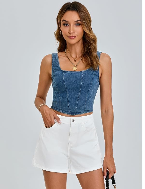 luvamia Womens Fashion Jean Shorts for Women Stretchy High Waisted Denim Carpenter Shorts Trendy Clothes Off White Size Medium Fits Size 8-10 by luvamia - Used condition - Image 5