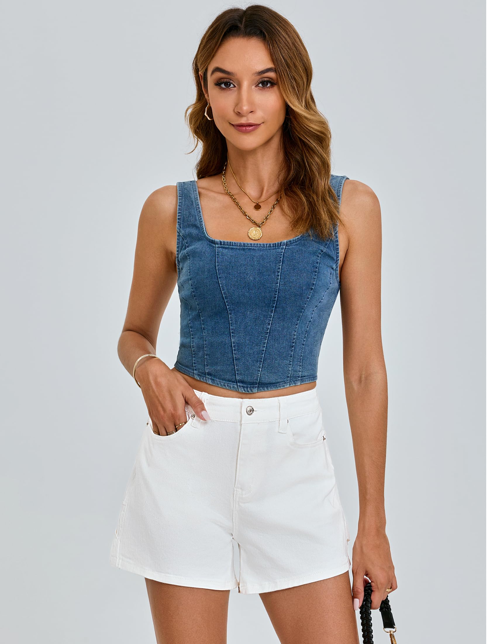 luvamia Jean Shorts for Women Trendy High Waisted Denim Shorts Carpenter Stretchy Summer Casual Mom Cut Off Jeans Shorts: Large Off-white