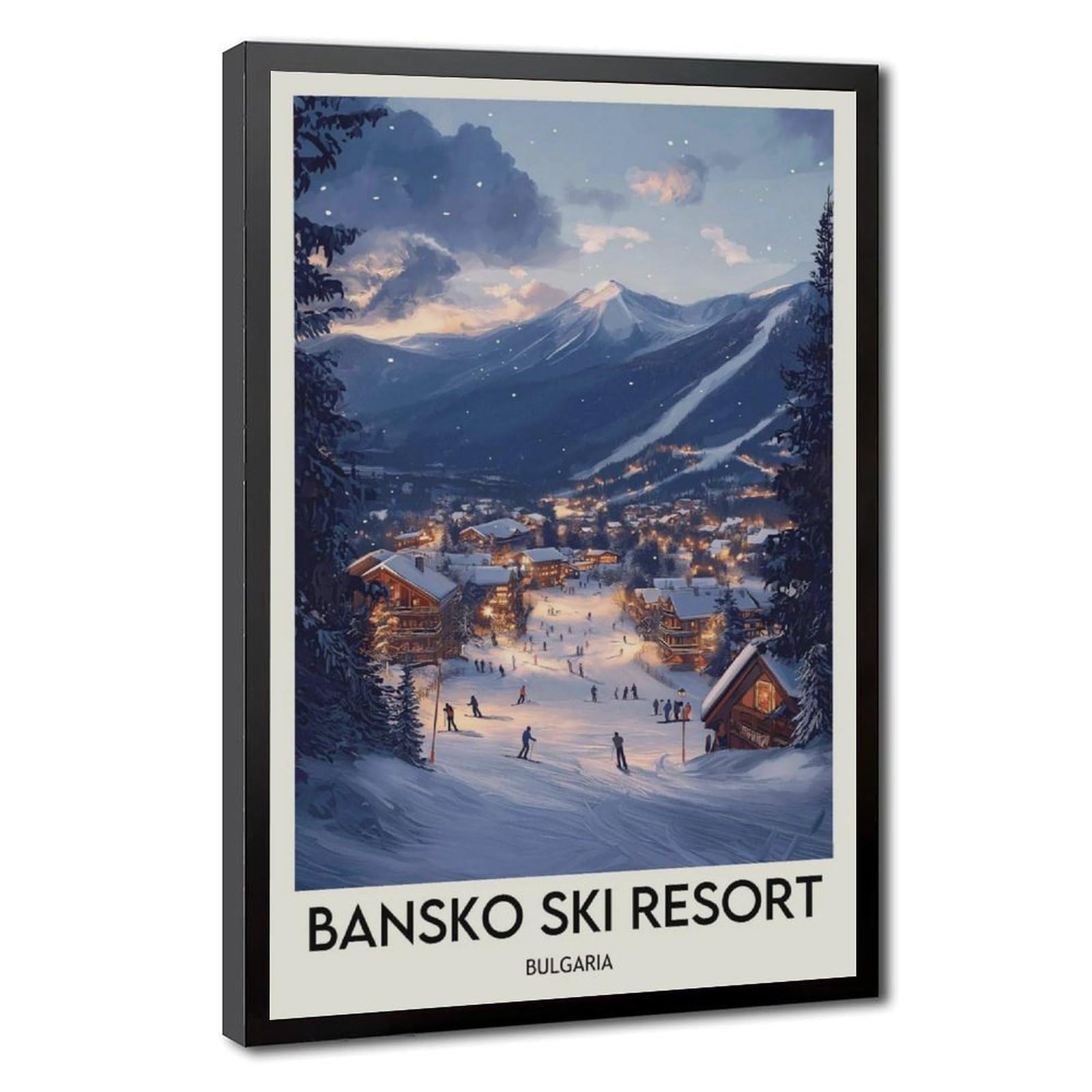 LXWNZE Bansko Ski Resort Poster, Bansko Art Canvas Poster Wall Art Decor Print Picture Paintings for Living Room Bedroom Decoration 8" L X 12" W