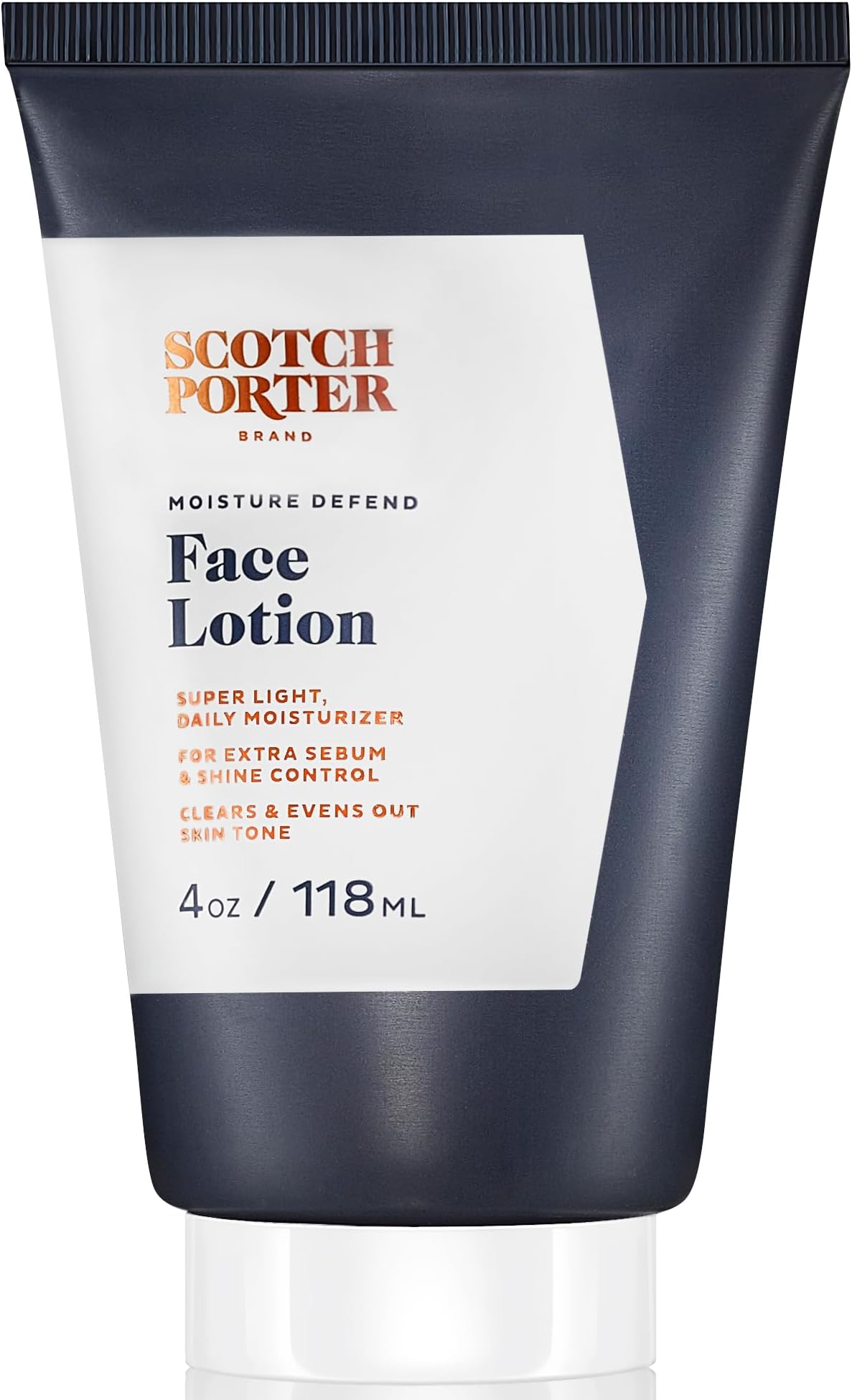 Scotch Porter Moisture Defend Face Lotion for Men | Controls Shine, Sooths & Evens Out Skin Tone | Free of Parabens, Sulfates & Silicones | Vegan | 4oz Bottle