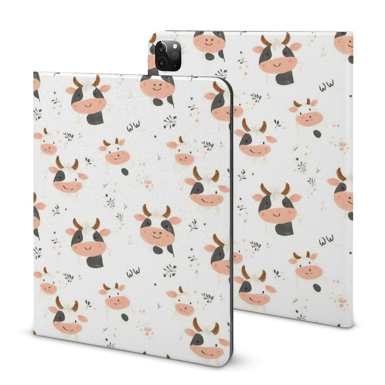 Coque iPad Pro 11 fine à imprimé vache mignon avec support pliable complet - 8