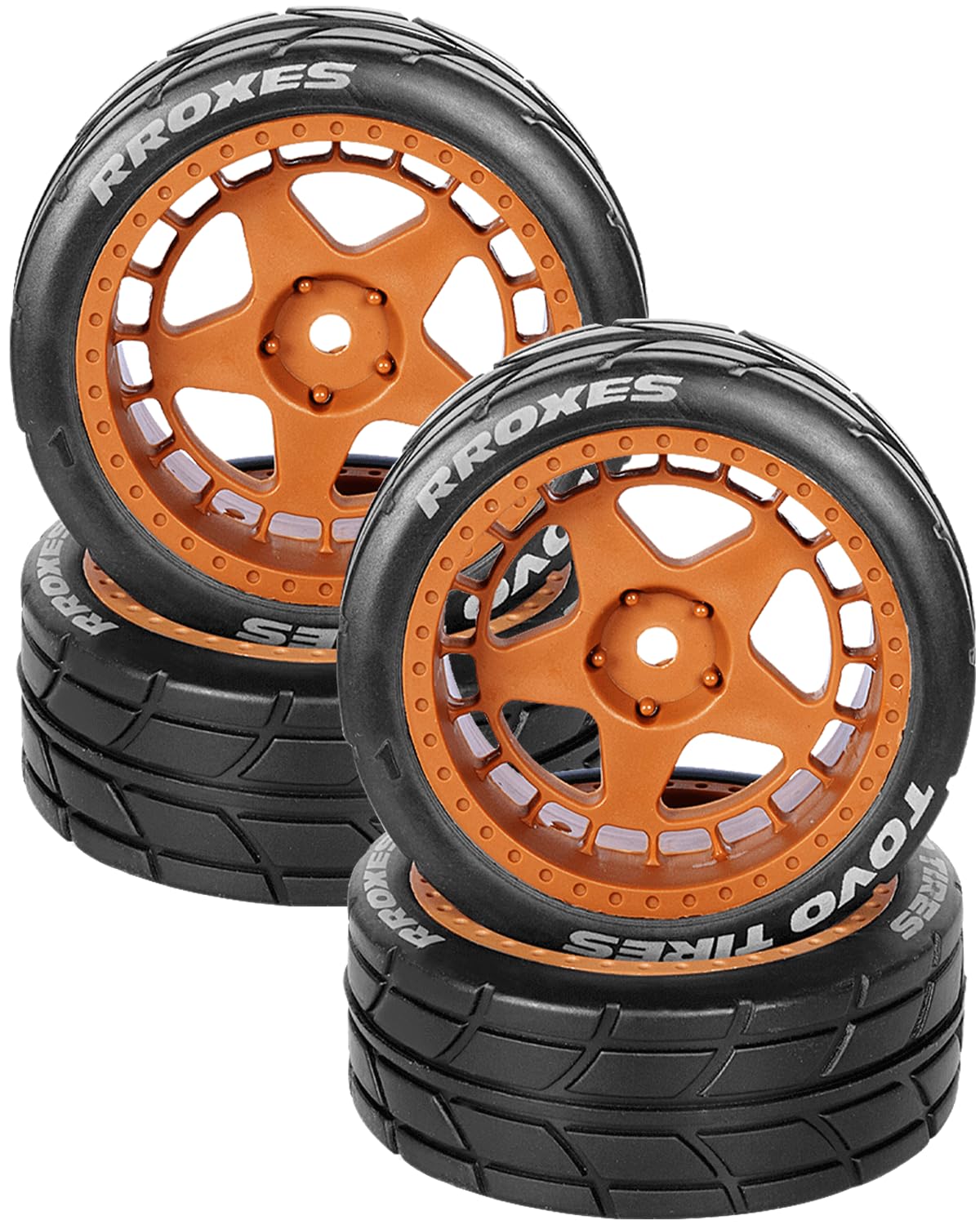RCHuiWow RC Drift Wheel Hub Tire for HPI,KYOSHO,for 1/10 Tamiya TT02 XV01 RC Car,Drift Wheels & Wheel Tires,4PCS,Orange