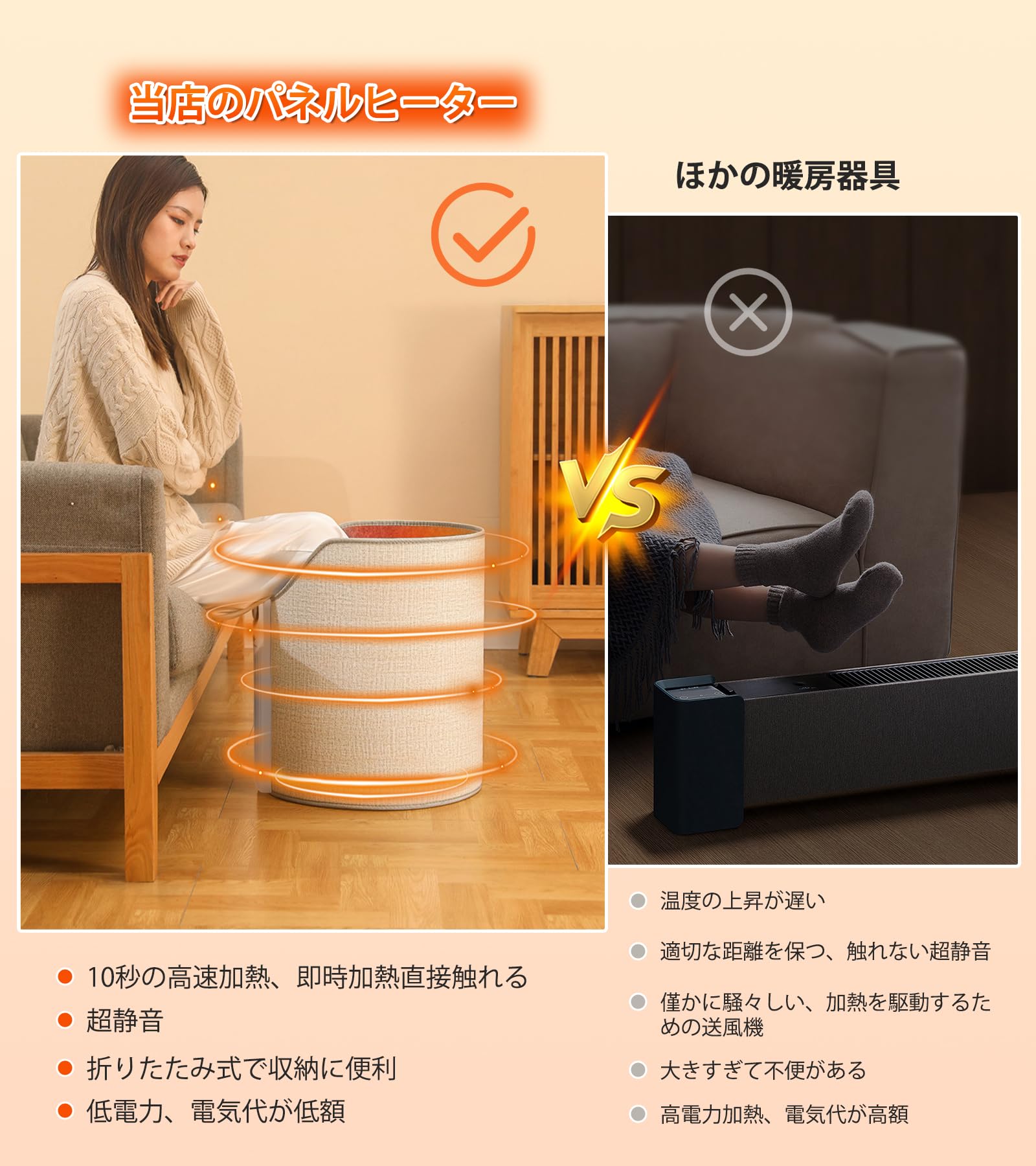デスクヒーター パネルヒーター 省エネ 足温ヒーター 安全装置