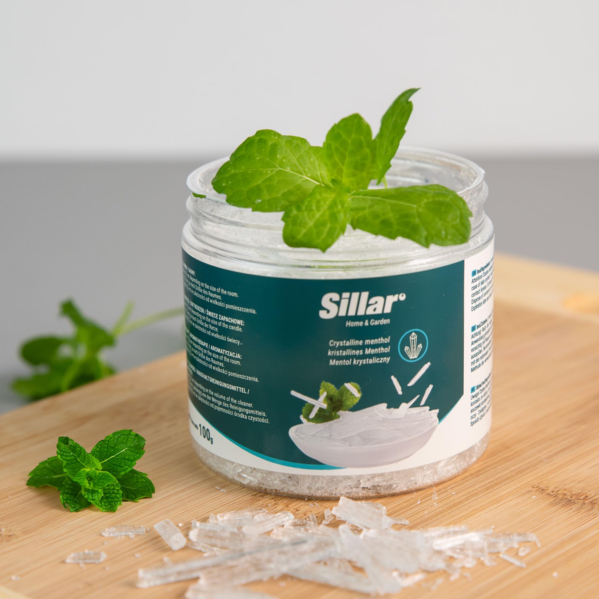 Sillar Accessoire pour Sauna, Cristaux de Menthol 2x100g, Cristaux de Menthol pour le Sauna à Inhaler | Cristaux de Menthol de Menthe Pure | Set Cadeau pour Sauna, Infusion de Menthol