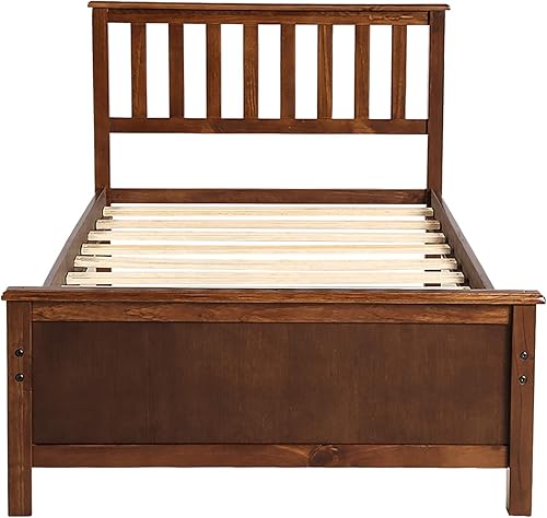Miniatura 9 de Harper & Bright Designs Base de cama de tamaño individual, cama de plataforma de madera con cabecero, cama de plataforma individual con soporte de