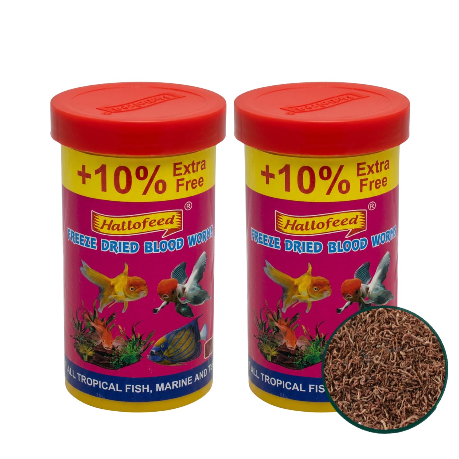 FishAsPets Hallofeed Freeze Dried Blood Worms | 20 Grams - Pack of 2 Pieces | Natural Fish food,All Life Stages-image-10
