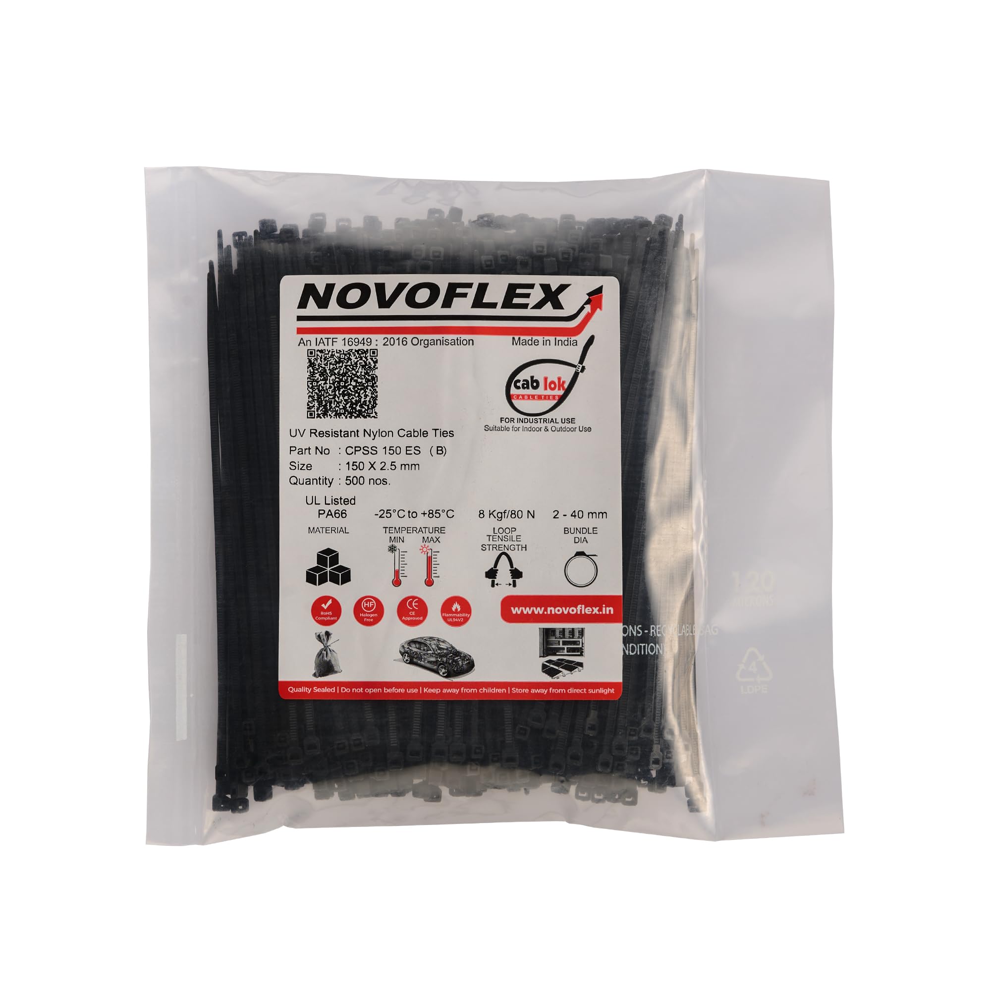 Novoflex CPSS 150 ES_500_BLK Cable Ties 150mm, Black, Pack of 500 (B01H5H8DB8) Amazon Price History, Amazon Price Tracker